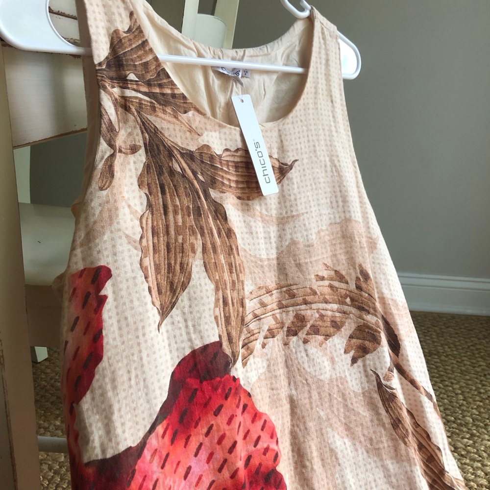 New w Tag: Chicos Floral Linen Maxi Dress with Pockets. Size US 8 - Picture 5 of 15
